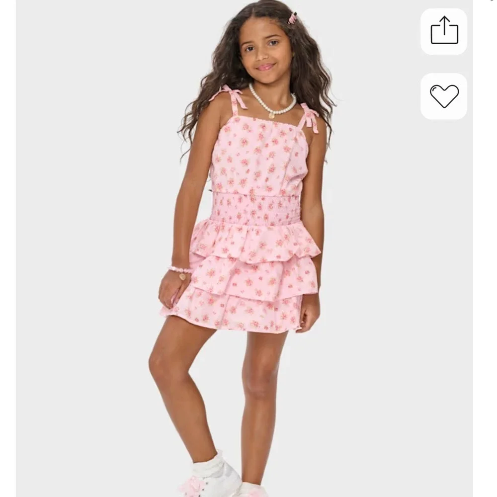 The Children's Place Girls Floral Smocked Tiered Dress – Pink – Size XL –‎ NWT